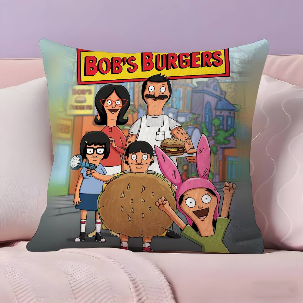 Funda de Almohada Bobs Burgers de Anime Funda de Almohada Tela Ultra Suave Amigable con la Piel Comodidad tipo Nube y Cremallera Oculta
