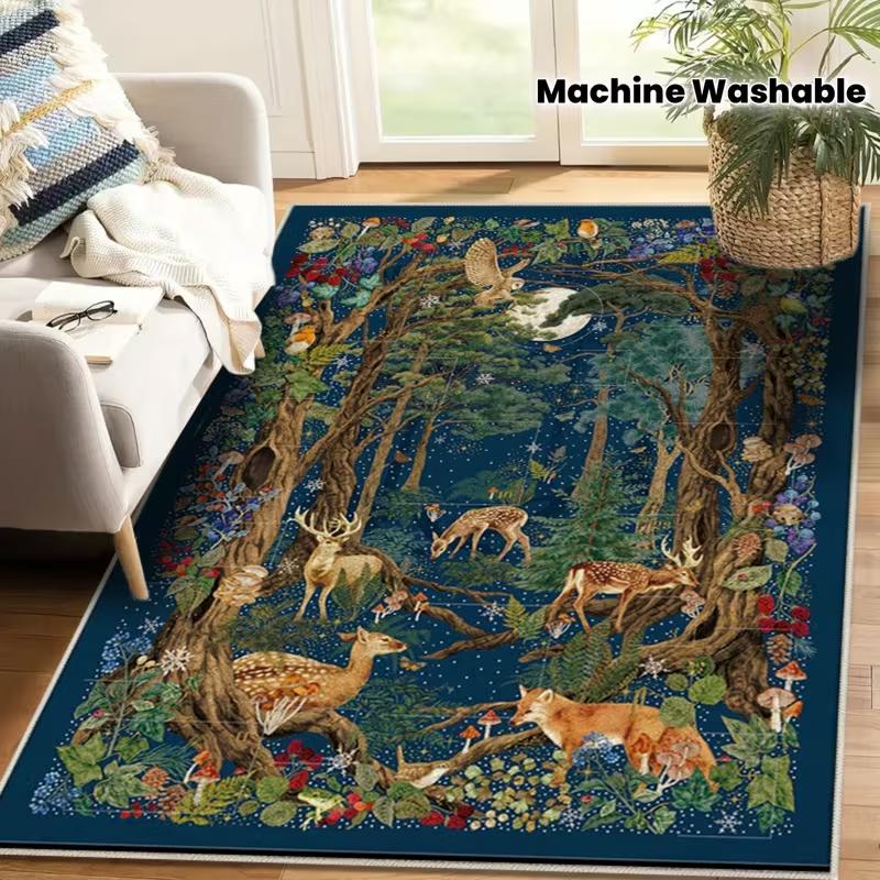 Vivid Jungle Wildlife Park Mat Mat Suitable for Colorful Animals Road in Living Rooms Bedrooms Outdoor Areas and Wildlife Parks
