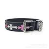 New Silver Alloy Engraved Roller Hollowed Out Crowe Pin Buckle PU Belt Punk High Street Men's and Women's Fashion Trend