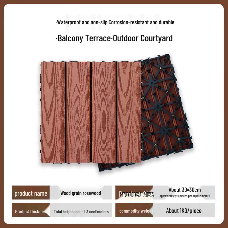 Waterproof Anti-Corrosion Outdoor Wood-Plastic Garden Flooring for Easy Self-Laying 