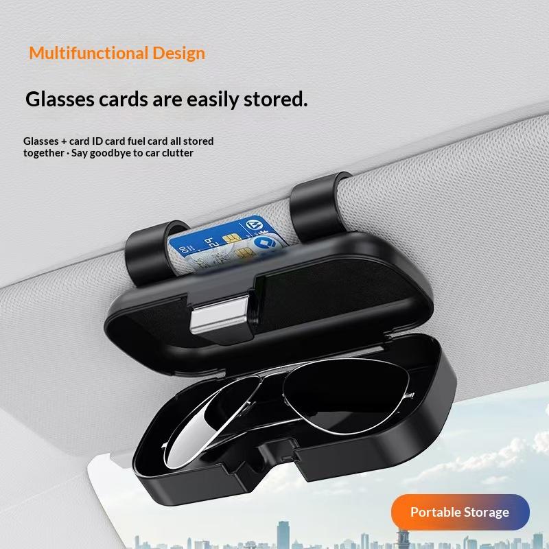 Comutator cu Presiune Cutie Ochelari Mașină Suport Ochelari Parasolar Interior Material Moale Rezistent la Zgârieturi Rezistent la Șocuri Cutie Depozitare Ochelari