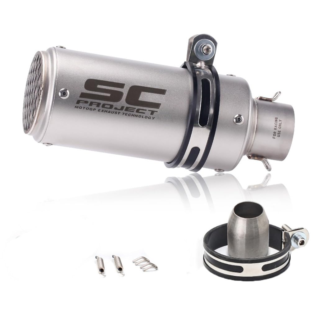 YIOFIDY Motorrad Schalldämpfer Slip-on Auspuff Edelstahl Universelles Band Enthalten