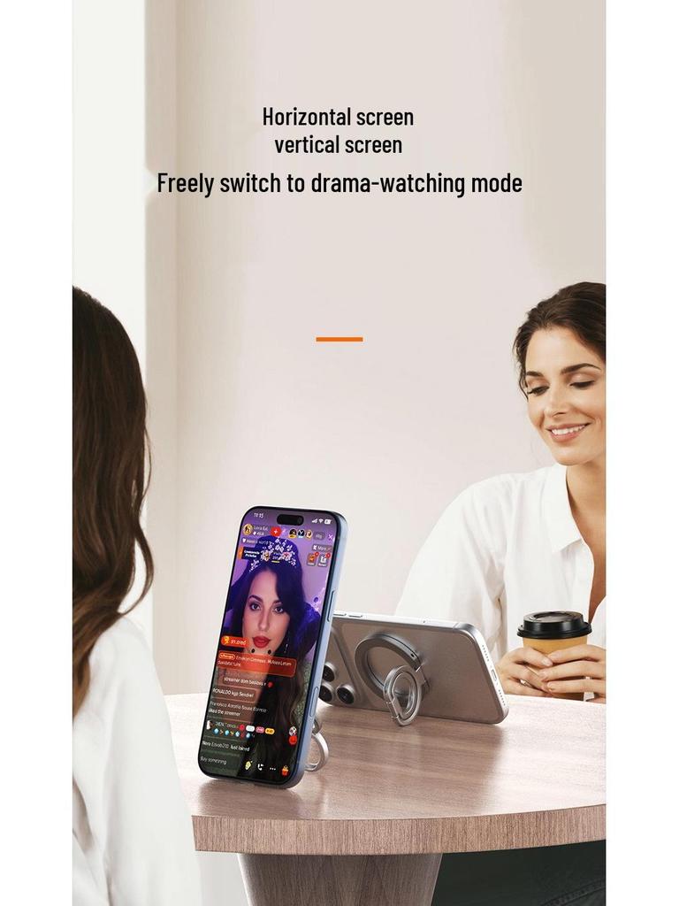 Multifunctional Folding Magnetic Phone Holder with Double Ring for Live Streaming and Photography