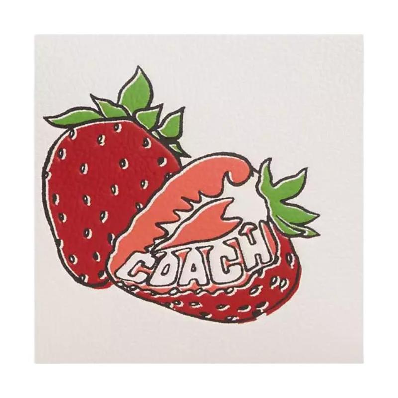 COACH Jamie 22 Strawberry Pattern Design Leather Crossbody Bag Small Women's White