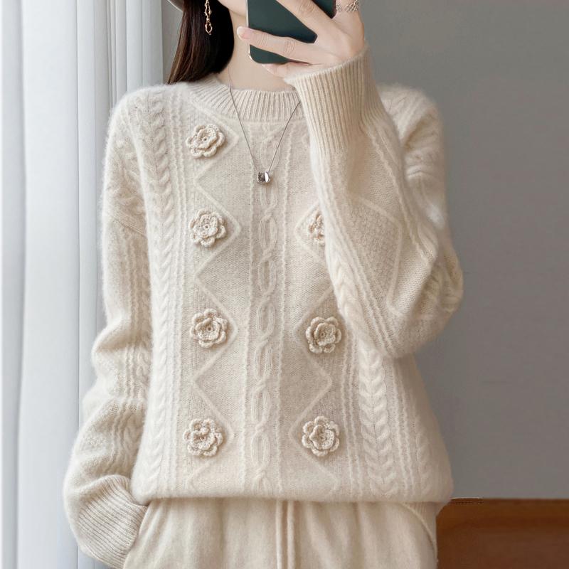 Women Sweater 100% Wool MODERN NEW SAGA O-neck Knit Pullover Thick Winter Jumpers Female Knit Tops