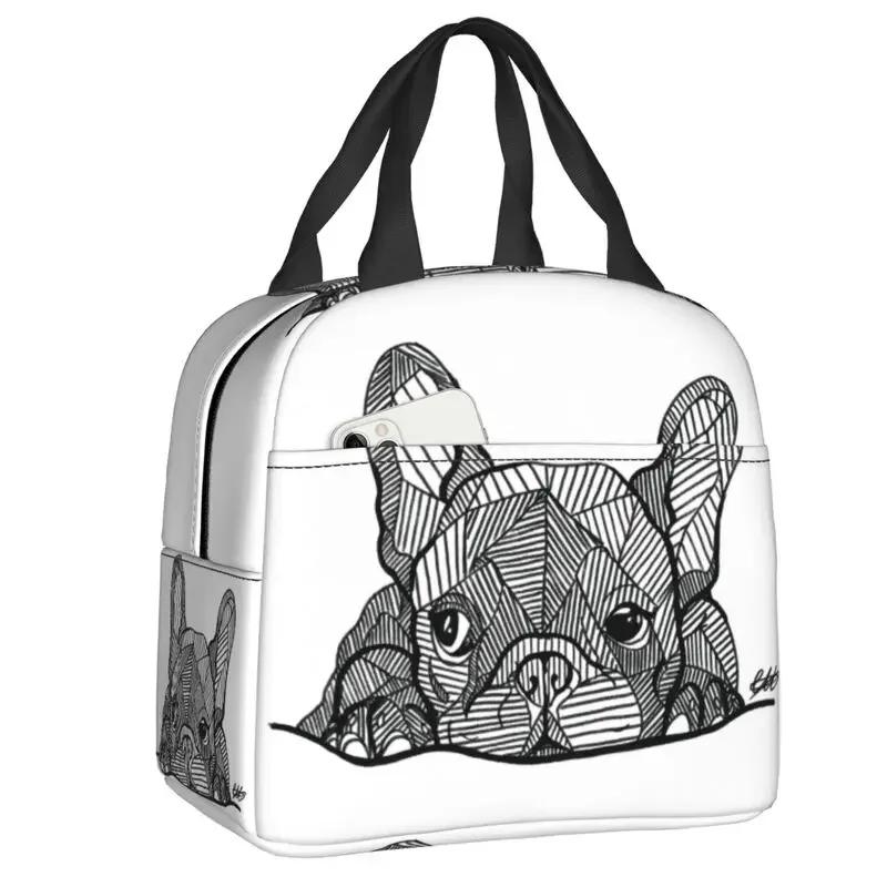 Štěně francouzského buldočka Termoizolační obědové tašky Dámský vzor psí hlavy Opakovaně použitelná nádoba na školní jídlo Bento box