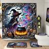 Halloween Multicolor Bath Curtain Set - Includes Shower Curtain And Bath Mat For Bathroom Or Shower Room Decor