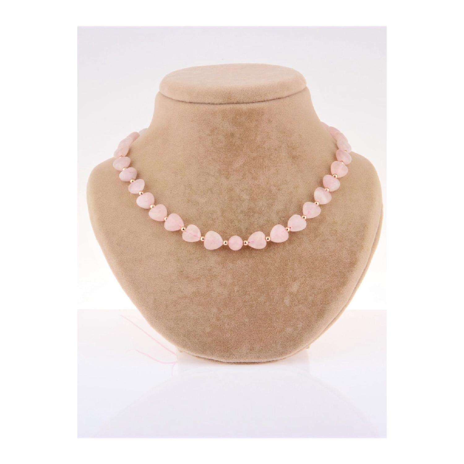 

Сертифицированное колье в форме сердца из розового кварца (Нет узлов)