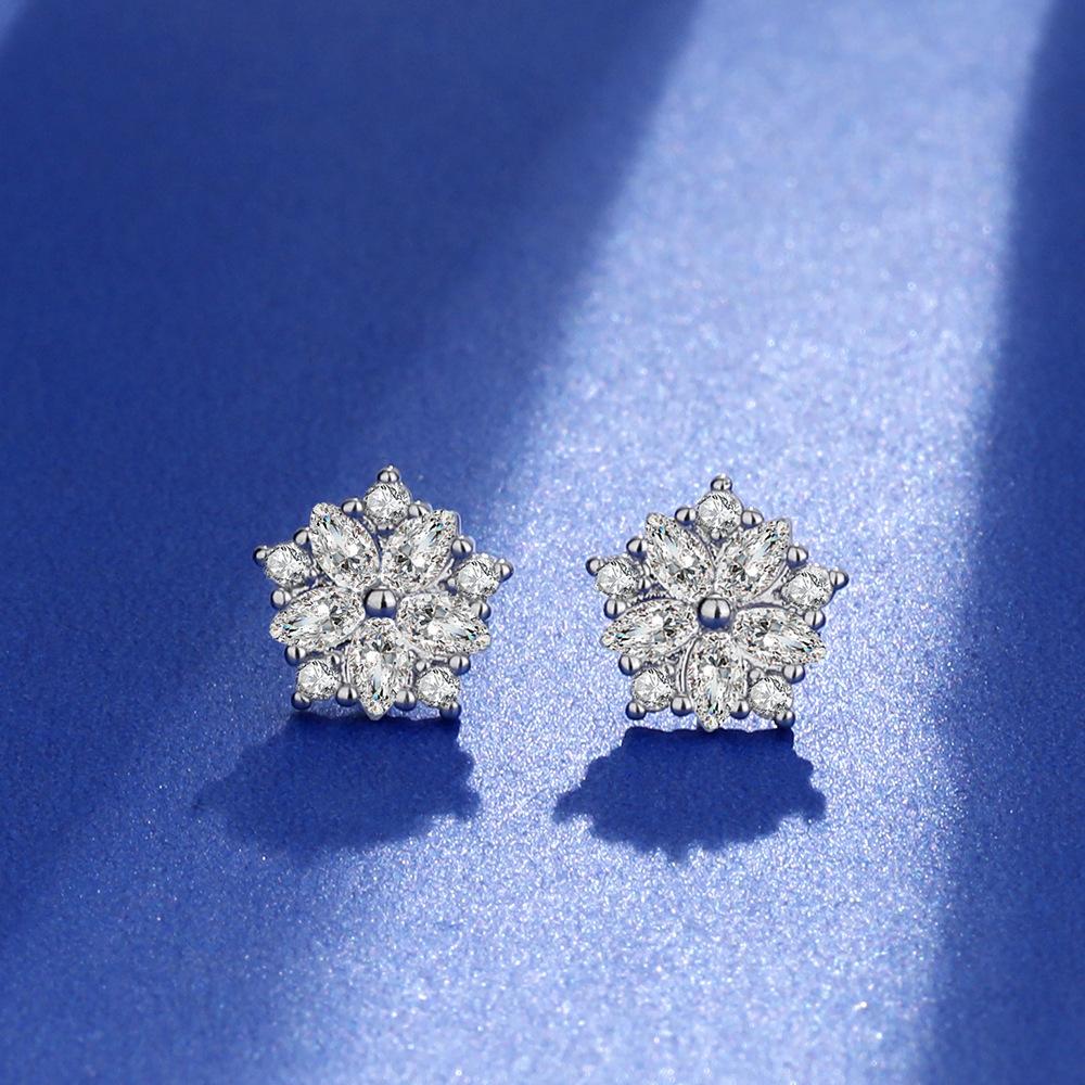 New 925 Silver Stud Earrings AAA Zircon High Quality For Women's Wedding Fine Jewelry Accessories Party Gift