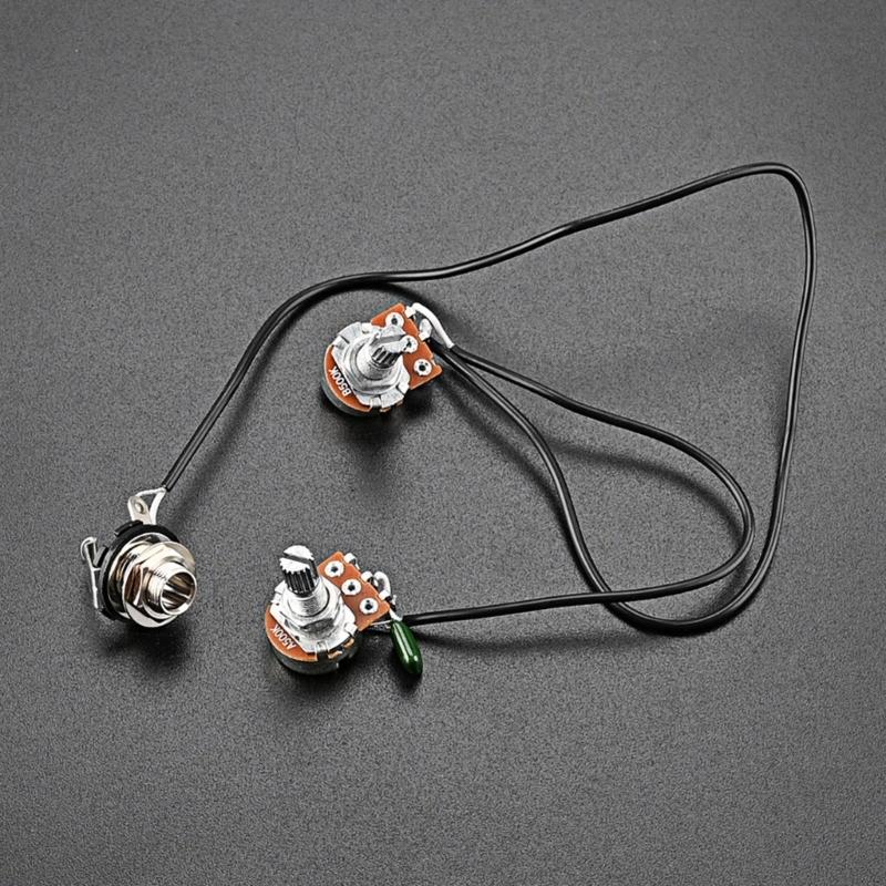 Single Coil Pickup Guitar Wiring Harness Kit for 3/4 String Cigar Box Guitar Part 1V1T Volume Tone Jack Replacement Part