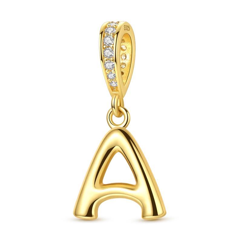 

Copper Metal Golden Letters Charm Bead Components Bead Component CZ Zircon Do It Yourself A-Z Alphabet Pendant Bead Component Compatible With