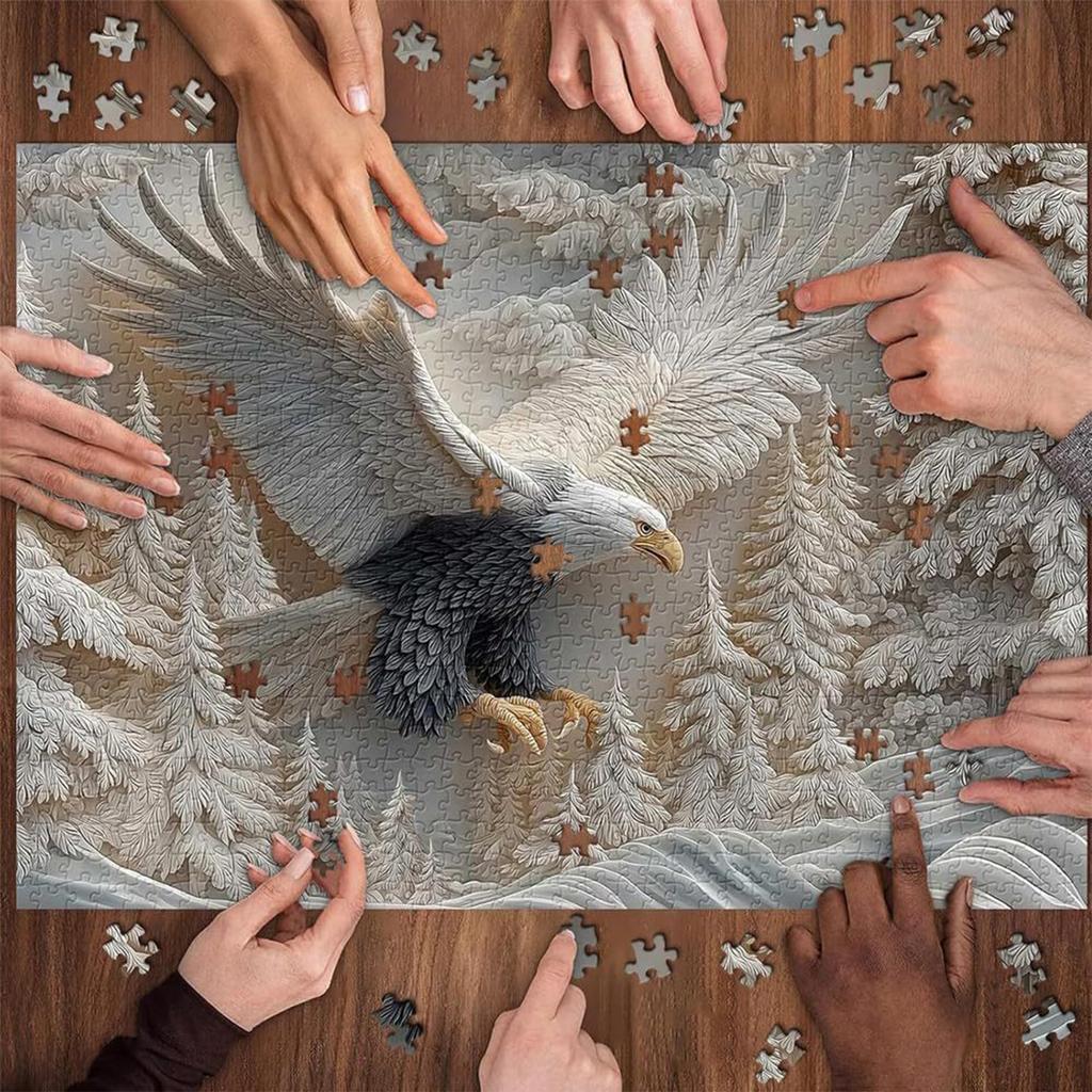 The Carved Eagle Jigsaw Puzzle 1000 Piece Puzzle Majestic Bald Eagle Puzzle Game for Adults Family Activity Home Decoration