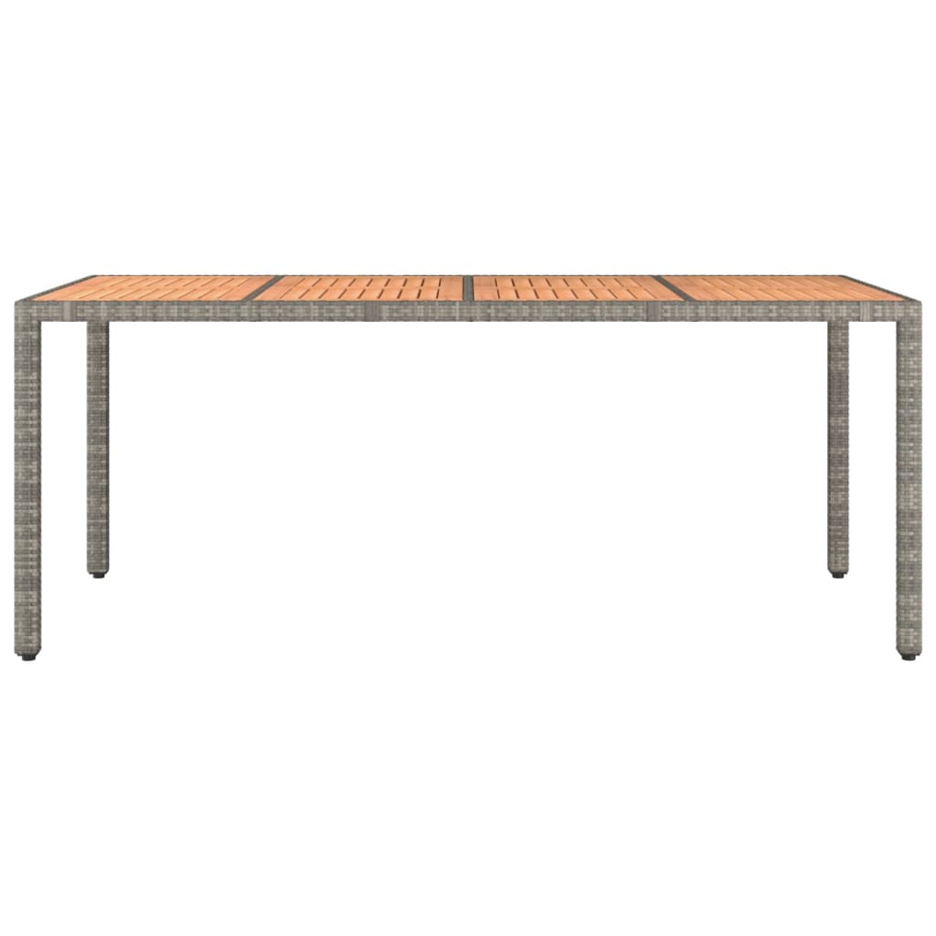 Garden Table with Wooden Top Gray Poly Rattan & Solid Acacia Wood