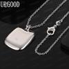 925 Sterling Silver Simple Rounded Square Pendant Necklace - Stylish Evening Jewelry