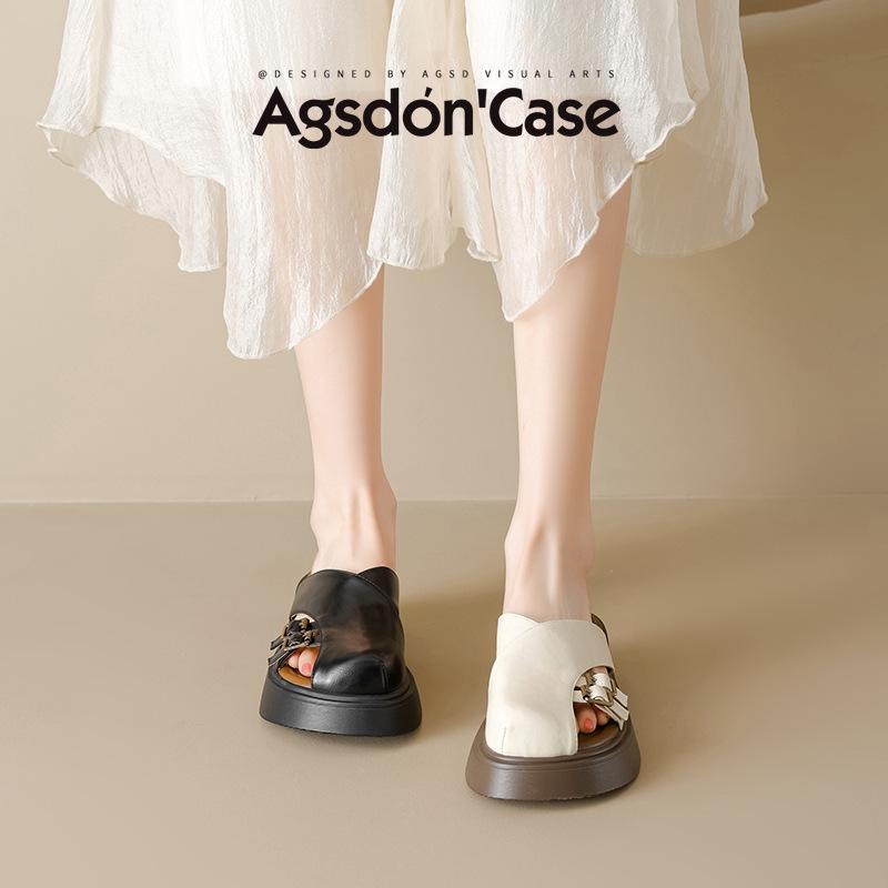 Augustine Bag Head Half Slippers Women's 2025 New Summer Thick-soled Roman Cool Slippers One Pedal Outside Slippers