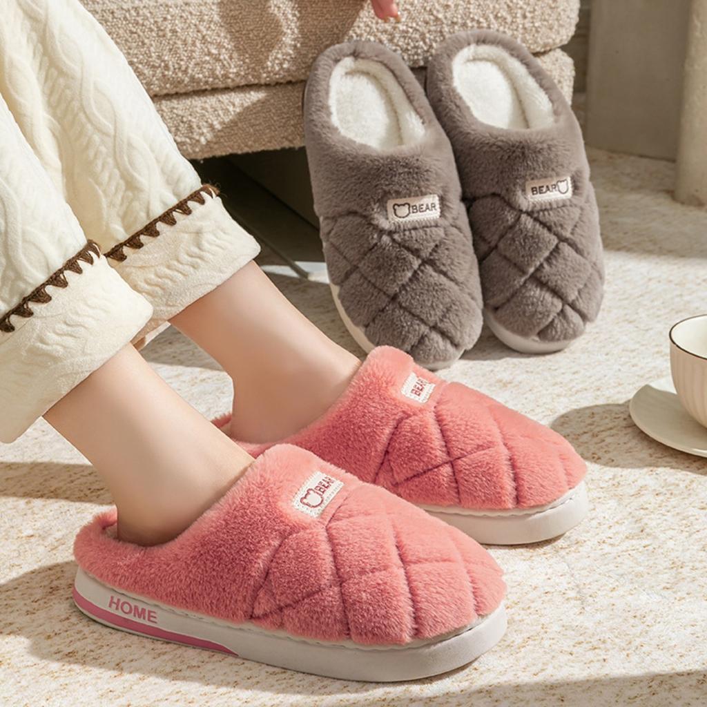Home Shoes, Thick Soled Slippers, Plush, Cotton Slippers, Warm Shoes, Plush, Couple Slippers