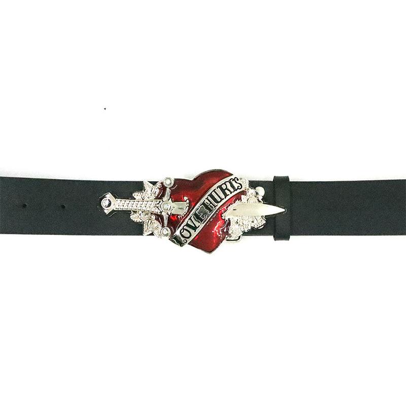 Goth Y2K Cuore Rosso Freccia Amore Fa Male Cintura con Fibbia in Pelle PU Cinturino da Vita Donna Uomo Jeans Pantaloni Cintura Decorativa