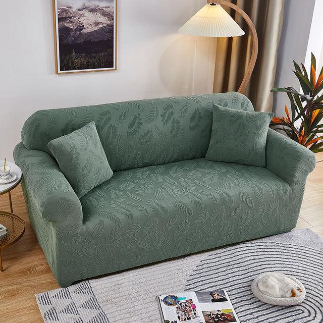 Wohnzimmer Sofabezug Einfarbige Elastische Kombination Vollabdeckung Dicke Jacquard-Sofabezüge Allgemeine Möbel Schutz für Zuhause S 1seater 90-140cm hellgrüne