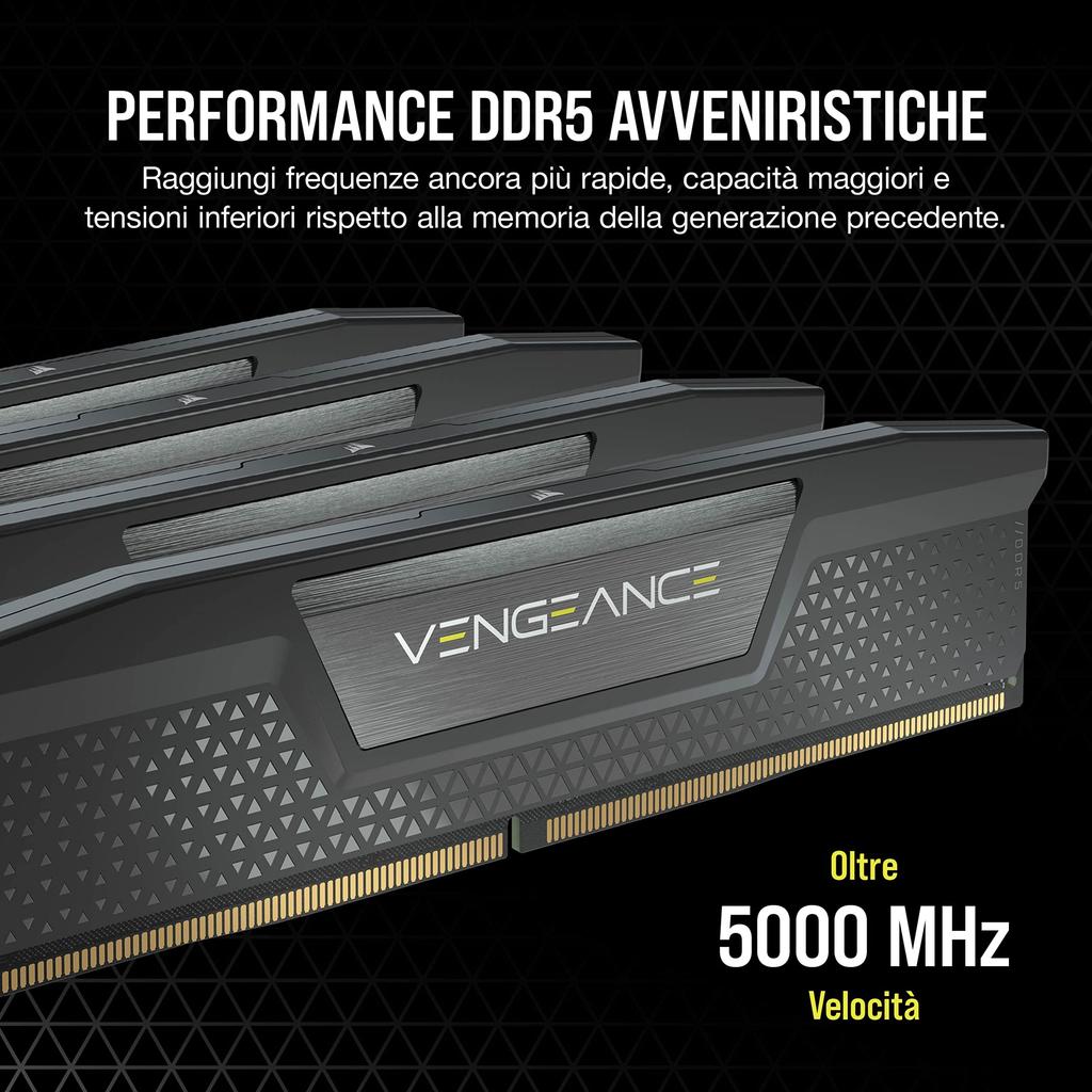 CORSAIR VENGEANCE Desktop PC Memory Intel Black x CMK96GX5M2E6000C36 DDR5-6000MHz Kit, 96GB, XMP, (48GB 2) -