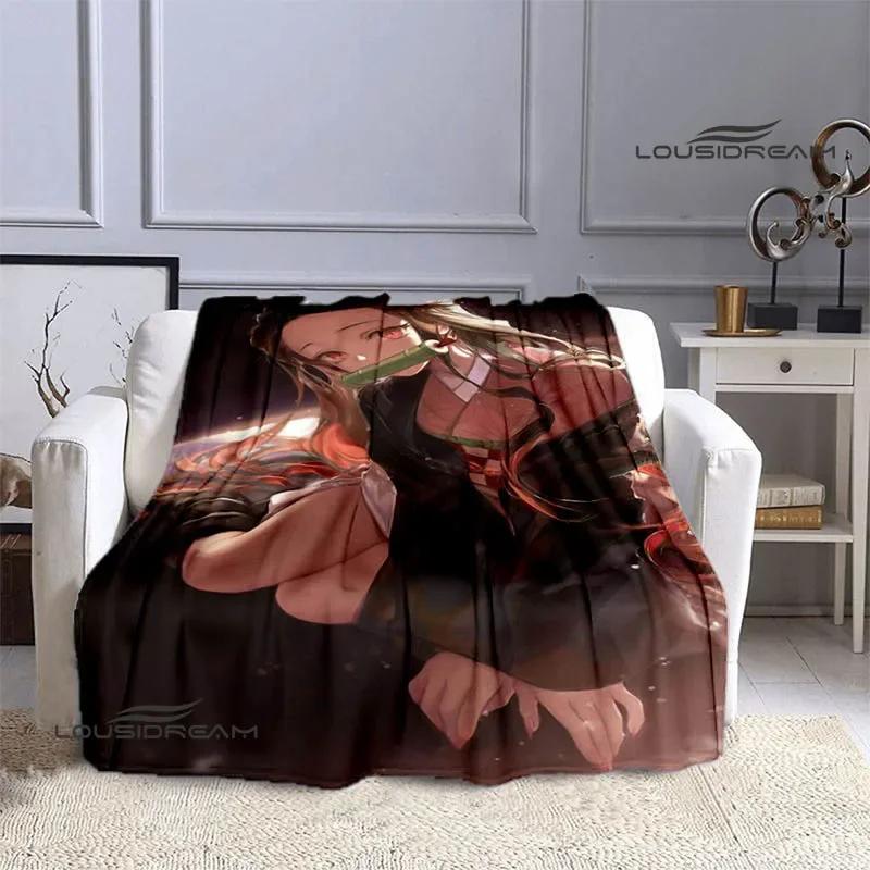 Demon Slayer Cartoon Deka s potiskem Dětské Teplé deky Flanel Měkká a pohodlná podšívka do postele Dárek k narozeninám