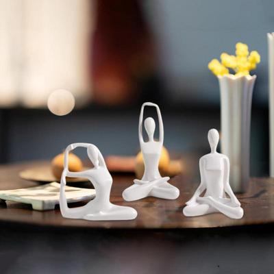 Yoga Pose Statue 3Pcs Resin Yoga Sculptures Meditating Yoga Decor Craft Tabletop Abstract Decor Home Decor Ornaments Sculpture