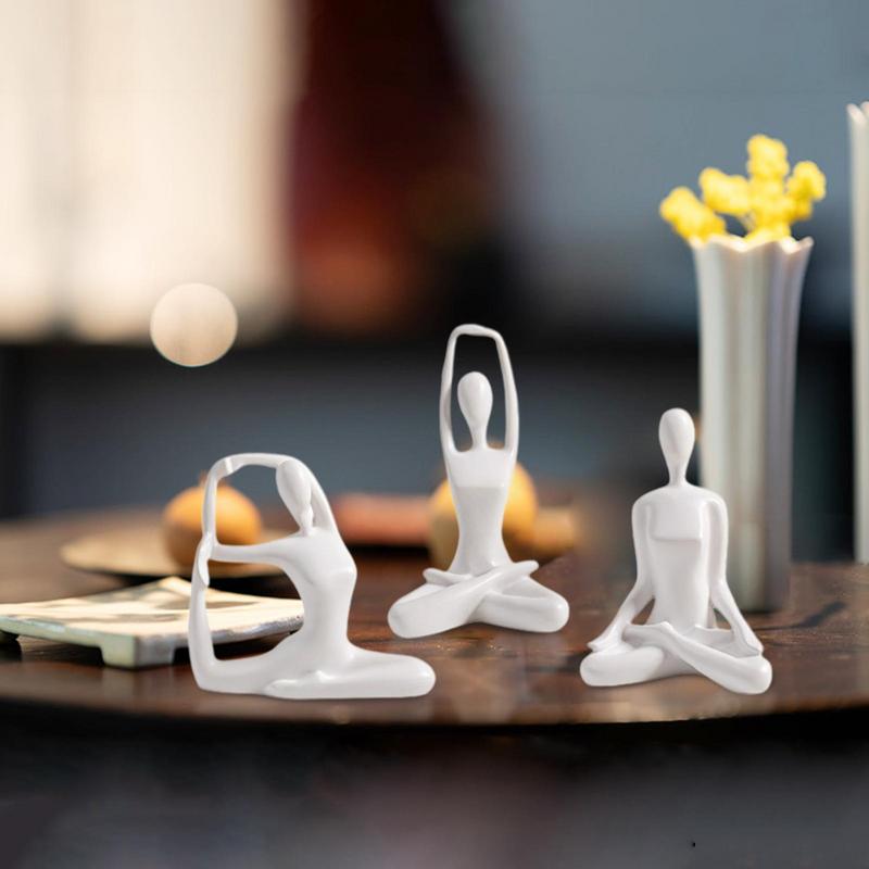 Yoga Pose Statue 3Pcs Resin Yoga Sculptures Meditating Yoga Decor Craft Tabletop Abstract Decor Home Decor Ornaments Sculpture