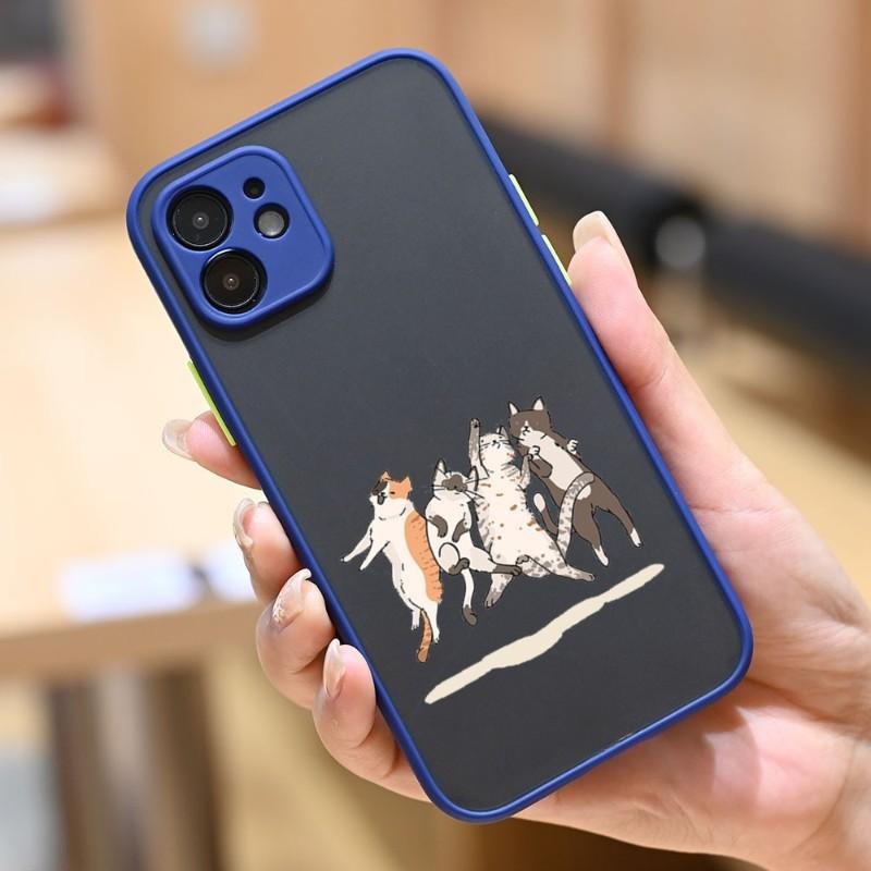 Cute Cat Phone Case For IPhone 14 13 12 11 Mini Pro Max XS X Max XR 8 7 Plus SE 2022 Skin Color Phone Cover