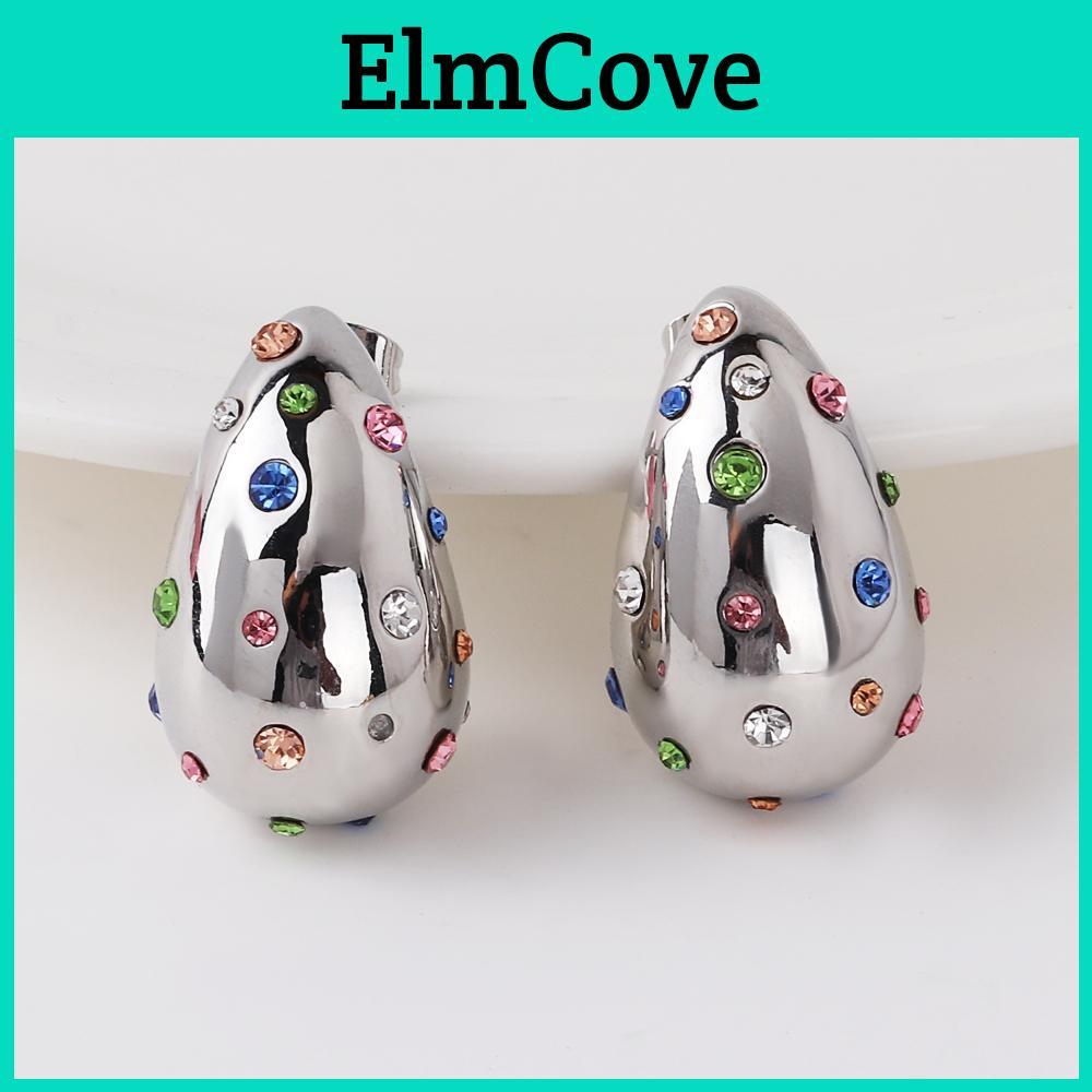 Chubby Water Zircon Colorful Goldplated Drop Stud Earrings For Women Girls Silver Classic Trend Wedding Party Jewelry