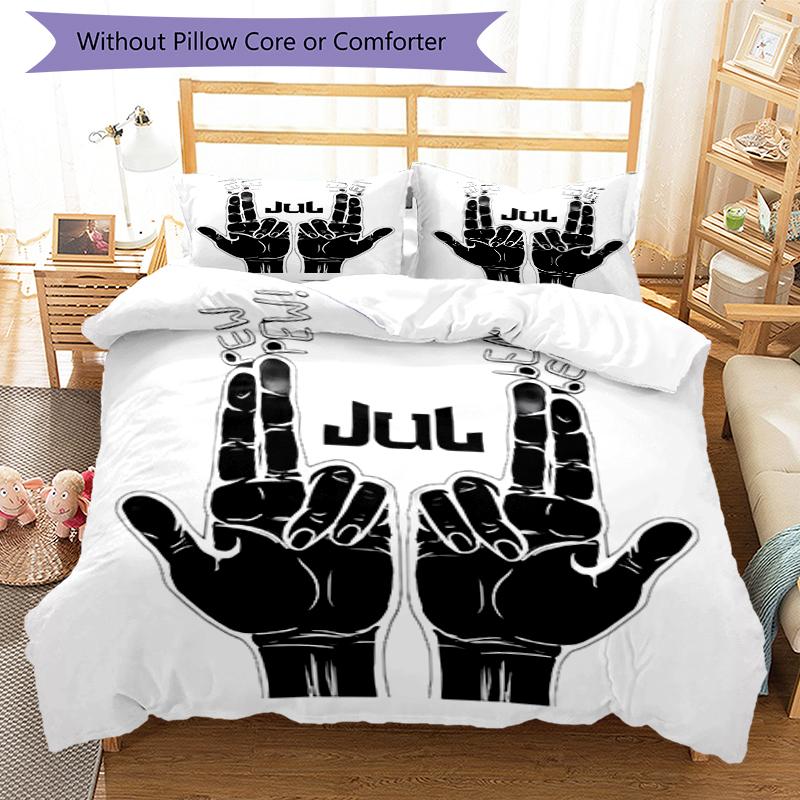 3pcs Jul  rapper pattern bedding set duvet cover set includes duvet cover &pillowcases, perfect all season bedroom decoration & gift