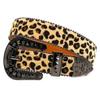 Rhinestones Buckle Leopard Belt for Women Men Eye Catching Pants Belt Waistband Female Aesthetic PU Belt Waist Ornament