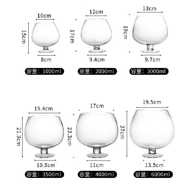 1000ML/2000ML/3000ML Extra Large Wine Glass Giant 1pc Large Capacity Beer Cup Red Wine Glass Goblet Hero Cup Wine Glass