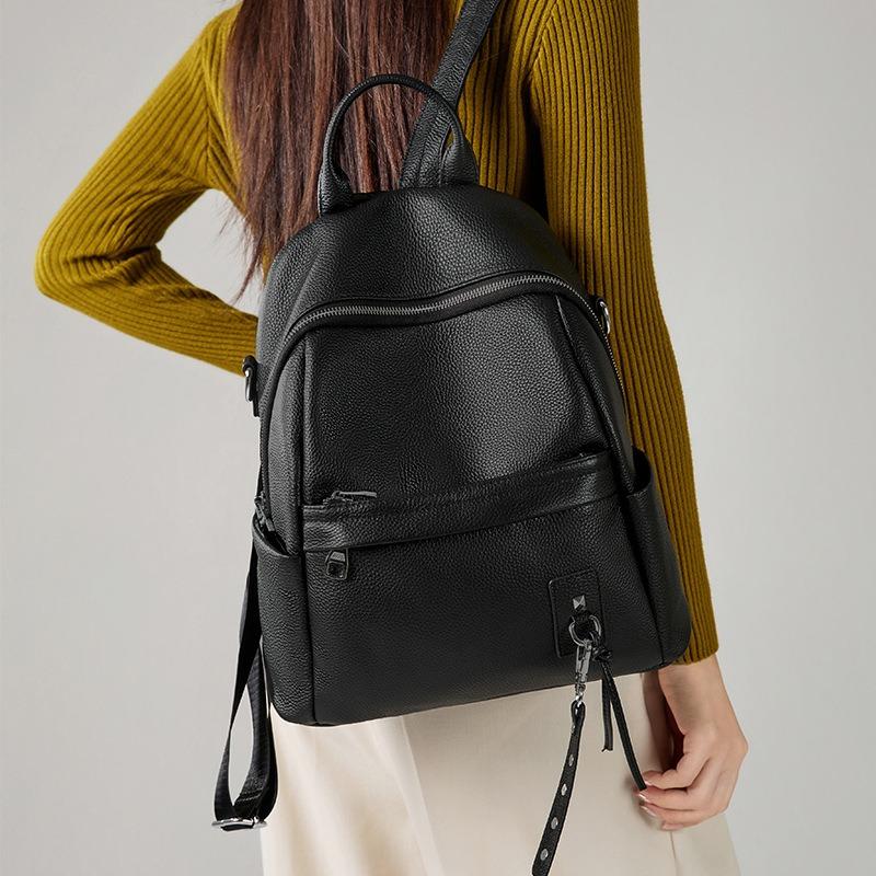Women's bag leather women's backpack new first-layer cowhide backpack women's trend messenger shoulder bag