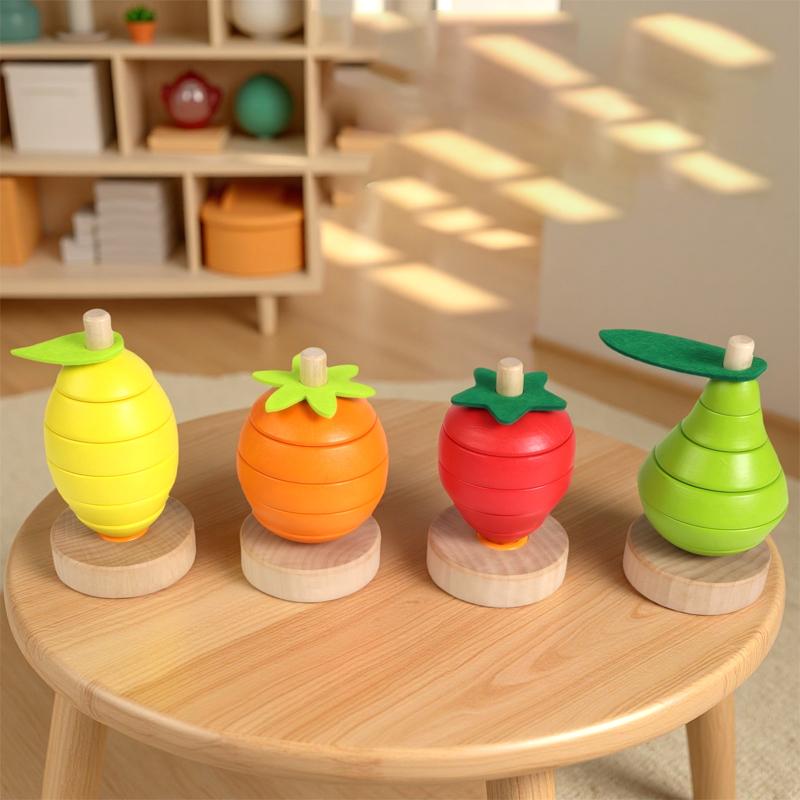 

Деревянный набор для stacking фруктов - Блоки в форме лимона/апельсина/клубники/груши для развития мелкой моторики и распознавания форм