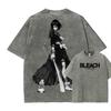 Anime BLEACH Kuchiki Rukia Printed Tee Men Women Washed Cotton T-shirts Short Sleeve Vintage T Shirt Harajuku Oversized Tshirt