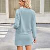 Ladies' Casual And Fashionable Solid Color Long Sleeved Short Skirt Set