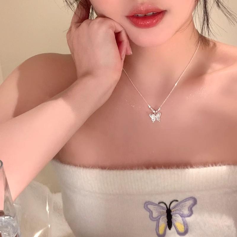 Korean Titanium Steel Pearl Necklace with Zircon Pendant - Luxury Choker Chain