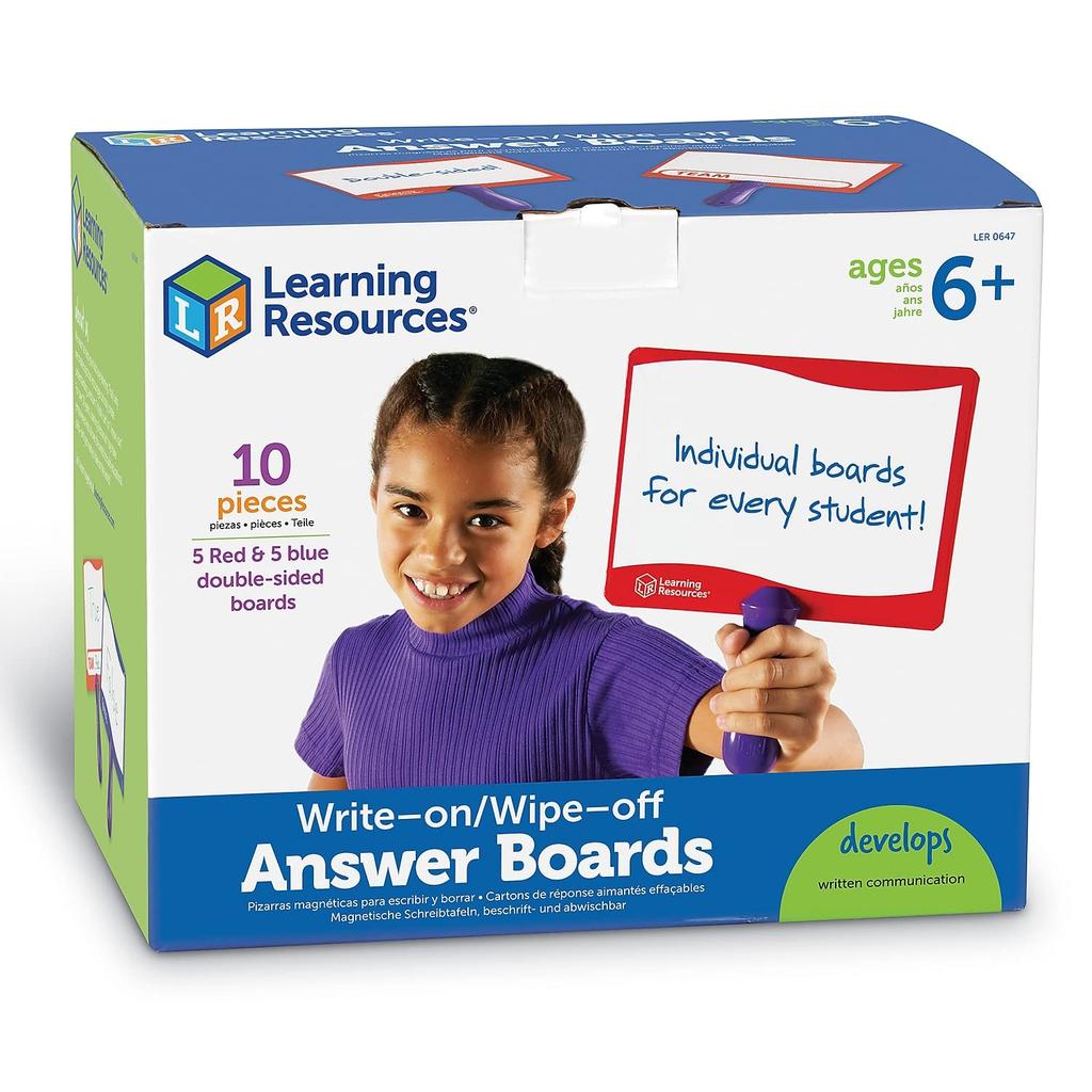 Learning Resources Erasable Answer Boards, Set of 10, LER0647, Authentic