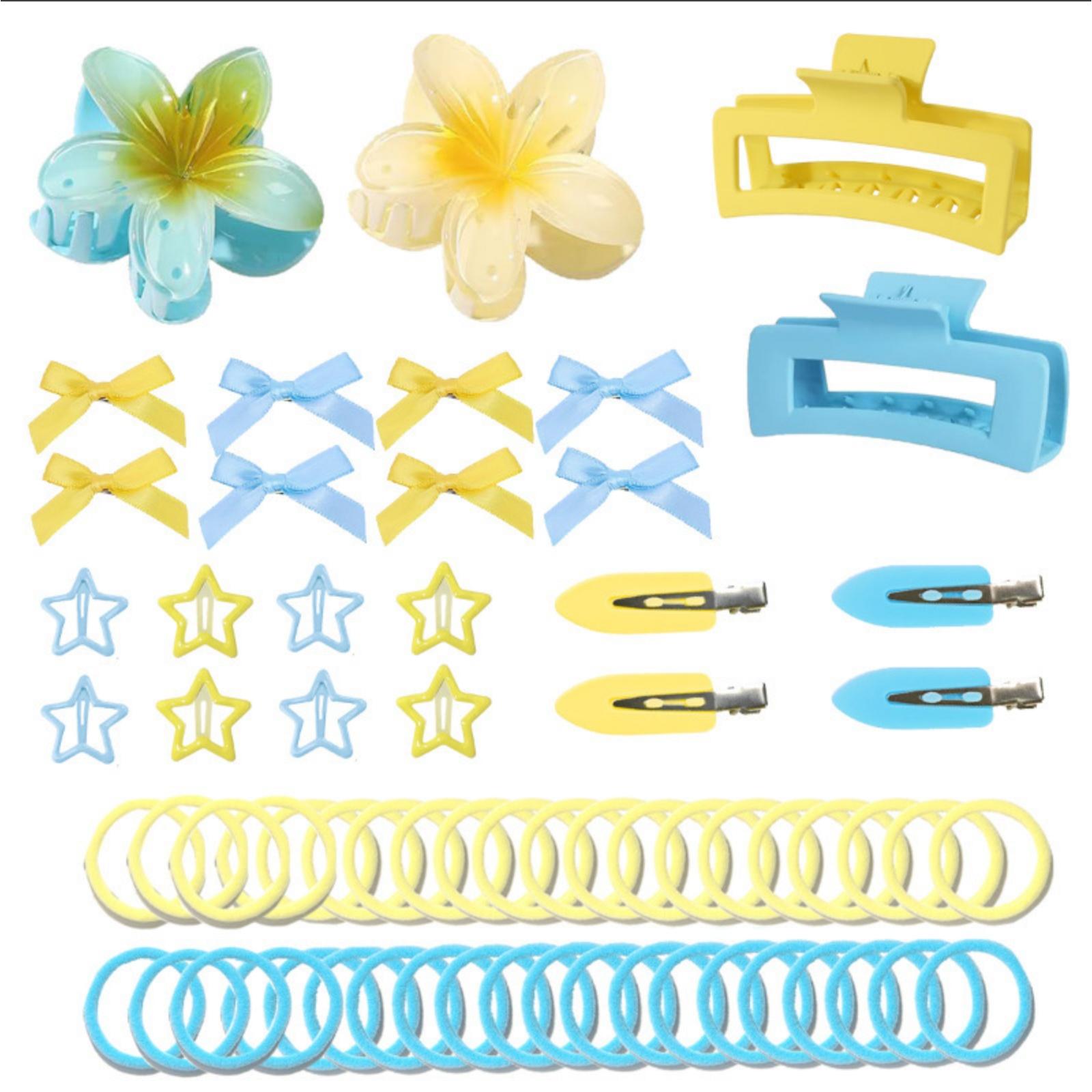 

64PCS Summer Egg Flower Grab Clip Leather bb Clip Bauhinia Hair Clip Festive Premium Sense Women s Back of the Head Shark Clip