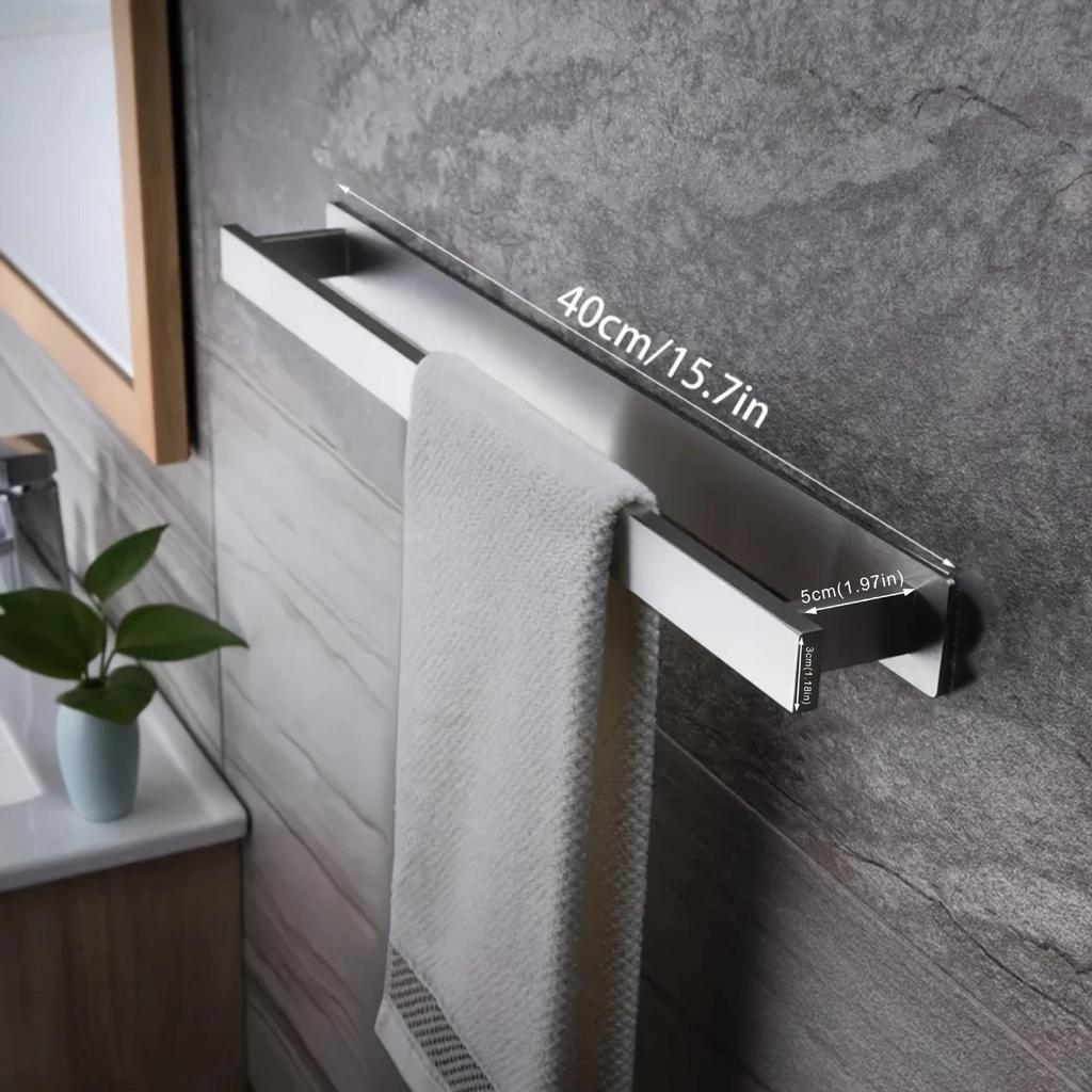 Edelstahl Handtuchstange ohne Bohren mit Haken - Wandmontierte vertikale Stange