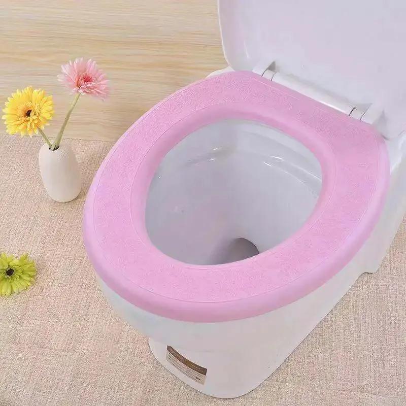 Washable Toilet Seat Cover Waterproof Sticker Foam Toilet Lid Cover Portable Silicone Toilet Cup Covers Bathroom Accessories