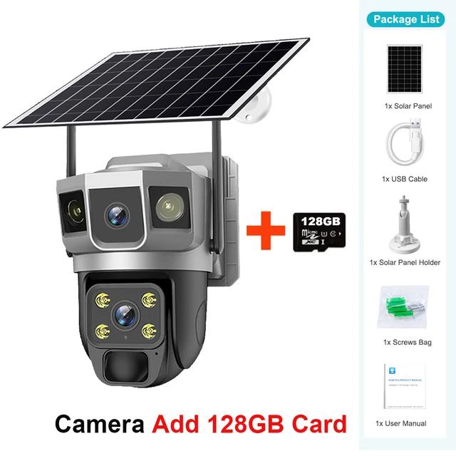 12MP IP Camera 4G SIM Outdoor Three Screens Panoramic View PTZ IP Camera AI Tracking Security Protection CCTV Video Surveillance