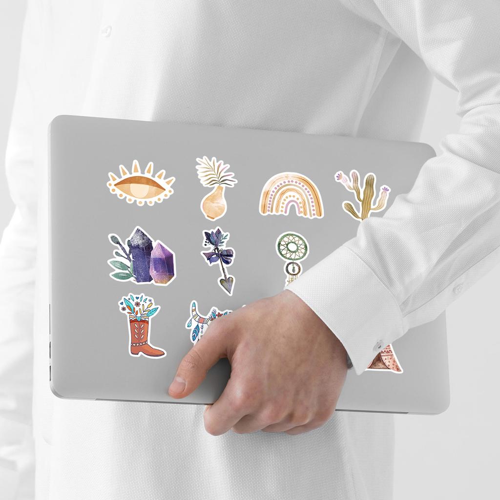 50 Boho Graffiti Stickers Creative Stationery Stickers Water Cup Computer Mobile Phone Waterproof Decorative Stickers