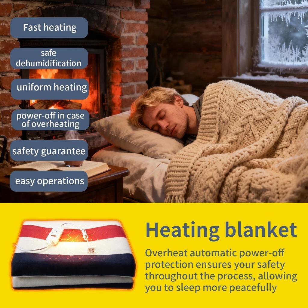 Electric Heated Blanket Soft Striped Bed Accessories Electric Throw Blanket Fast Heating For Couch Sofa Home Office Dorm
