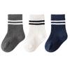 3pairs/lot Infant Boys Striped Socks Cotton Ribbed Stretch Mouthed Babies Boys Short Socks Newborn Toddler Boys Sporty Sock Pack