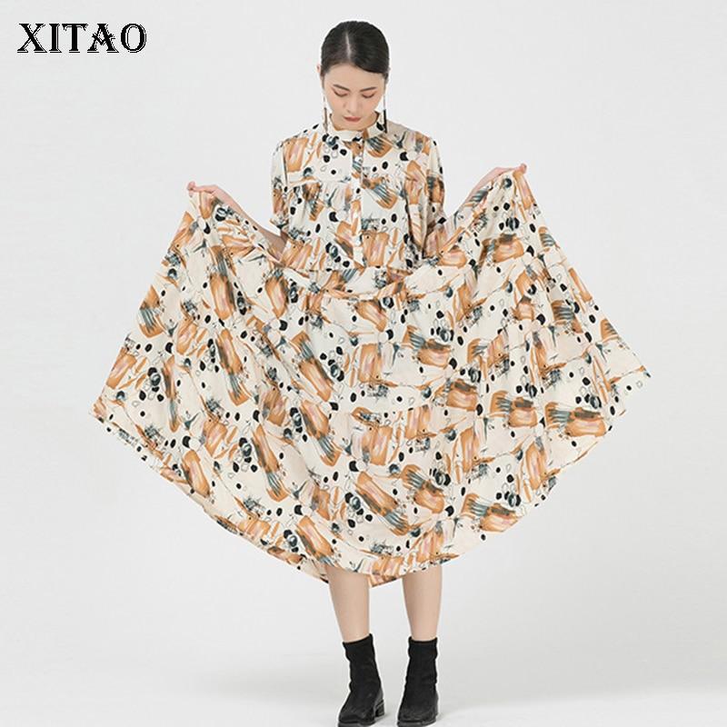 

XITAO женское модное повседневное платье с морщинами и принтом ZP1347