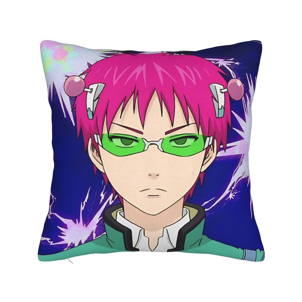 Saiki Kusuo Yare Yare Square Pillow Case  Cushion Cover Vintage Zipper Decor Throw Pillow Case Cover for Home 45x45cm