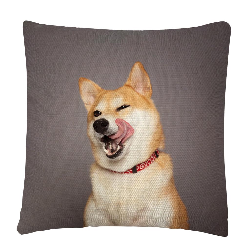 Kissenbezug mit Welpen-/Hunde-Kunstfoto-Muster, Polyester, Kissenbezug, Heim-Sofa-Auto-Dekor