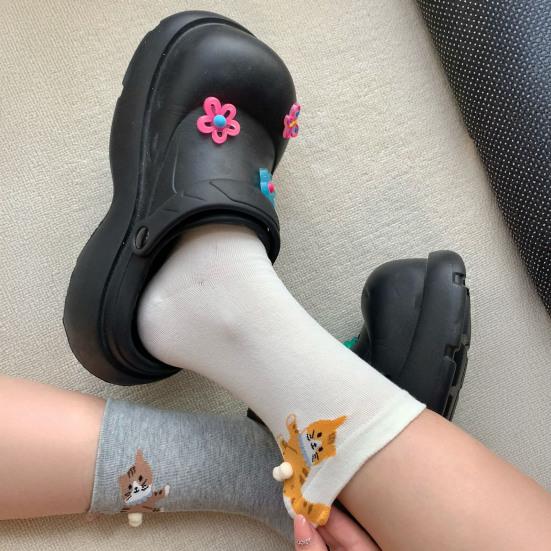 Cute Cat Socks with Balls 3D Novelty Soft Cotton Crew Socks Funny Animal Socks for Women Cats Lovers