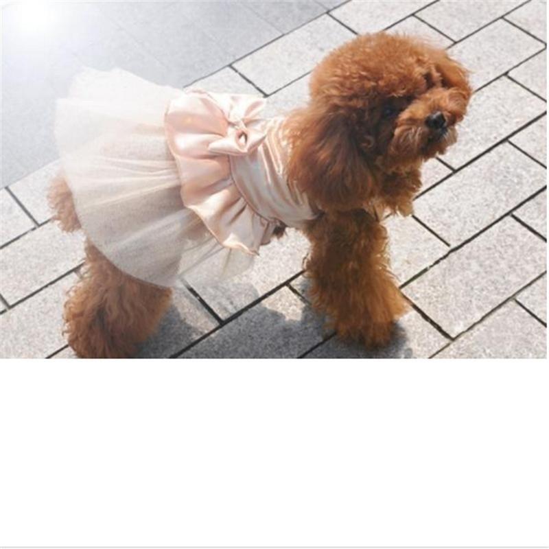 Dog Pet Wedding Dress Puppy Princess Rhinestones Bowknot Lace Skirt Clothes