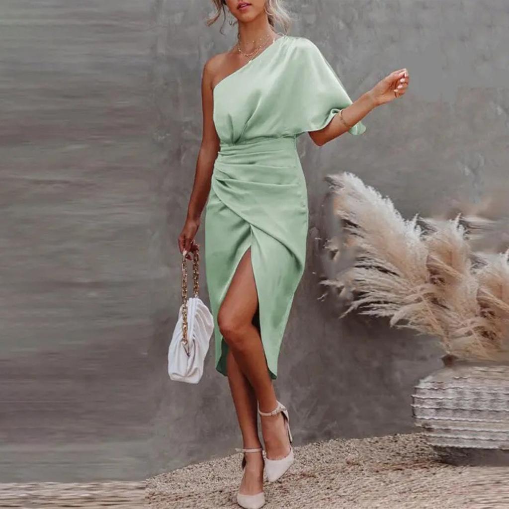 Women's Summer Fashion Sexy Sleeveless Off Shoulder Bag Hip Dress
